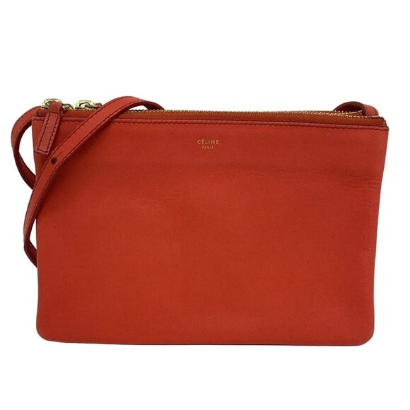 Auth CELINE Trio - Red Leather Shoulder Bag - Picture 1 of 13